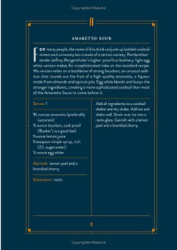 Navy interior page of The Essential Bar Book with the Amaretto Sour recipe