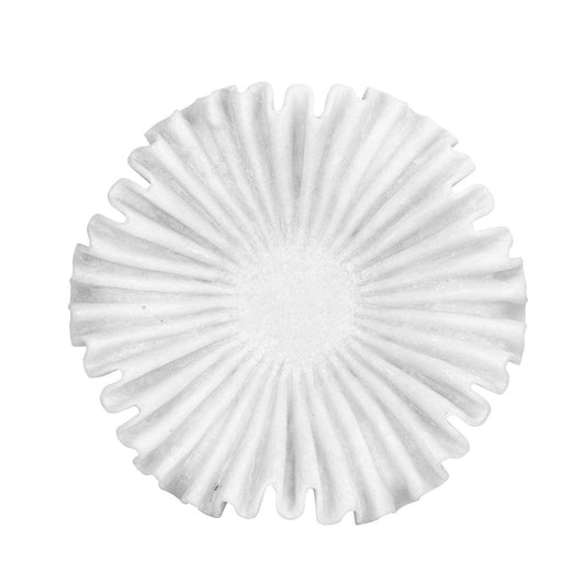 Saxon bowl seen from above showing white marble radiating ruffled pleats