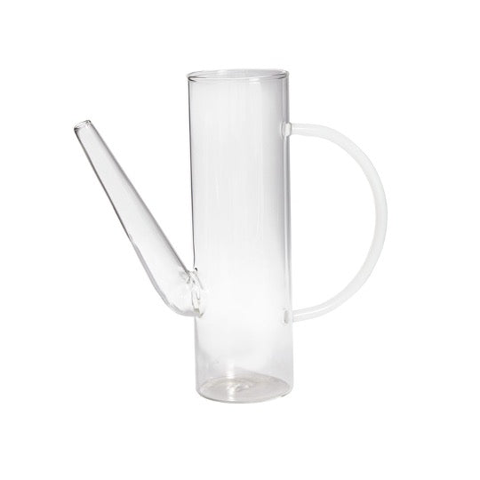 Clear glass watering can