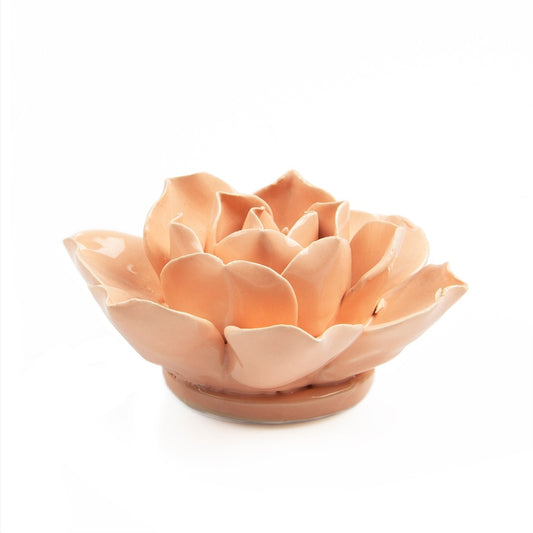 ceramic pink rose, side view