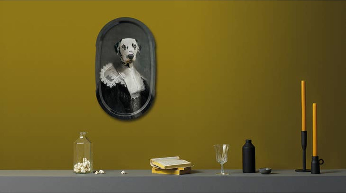 Mural art portrait of dog.