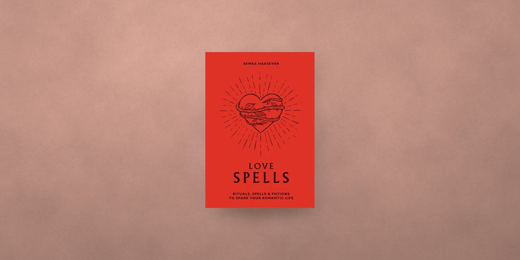 Love Spells book on a blush pink backdrop - Onederkam Valentine gifts