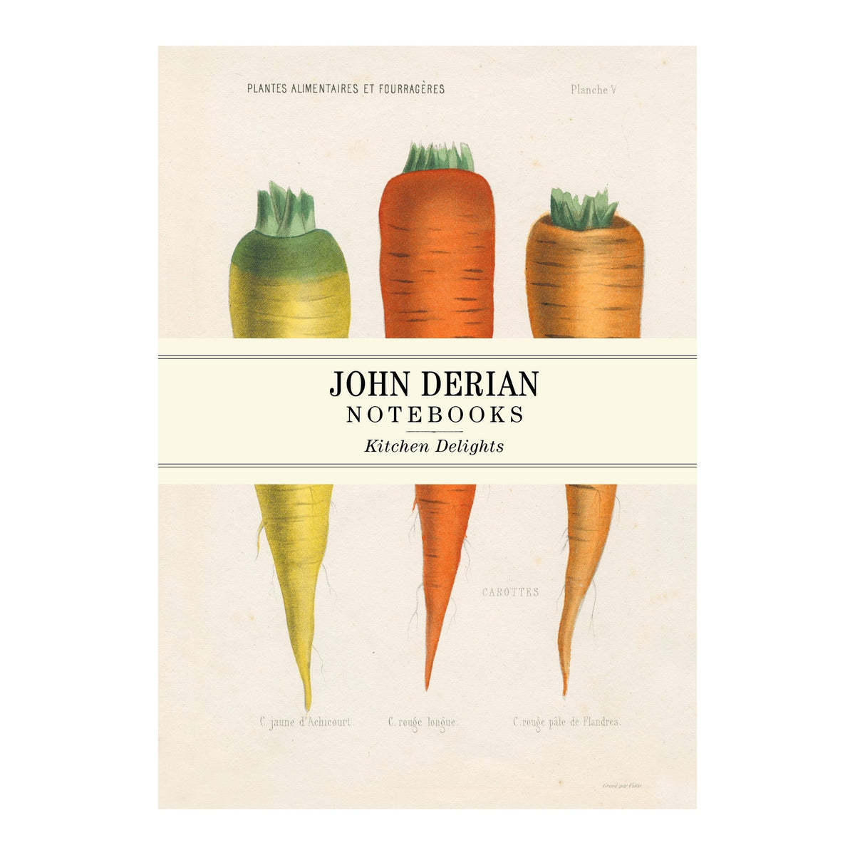 John Derian Kitchen Delights notebooks cover with vintage illustrations of three carrots