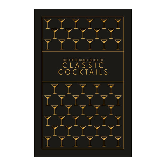 The Little Black Book of Classic Cocktails, black cover with rows of gold martini glass icons