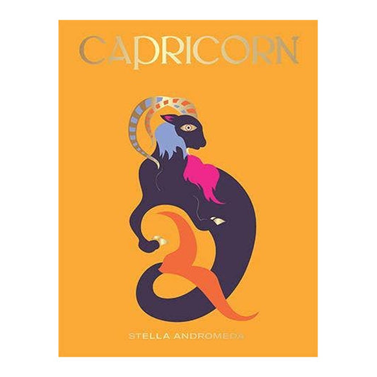 Capricorn by Stella Andromeda, orange cover with a purple sea-goat illustration and gold title