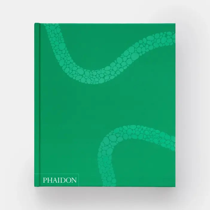 Green cloth cover of Garden with tonal pebble-path pattern and Phaidon logo, shown without jacket