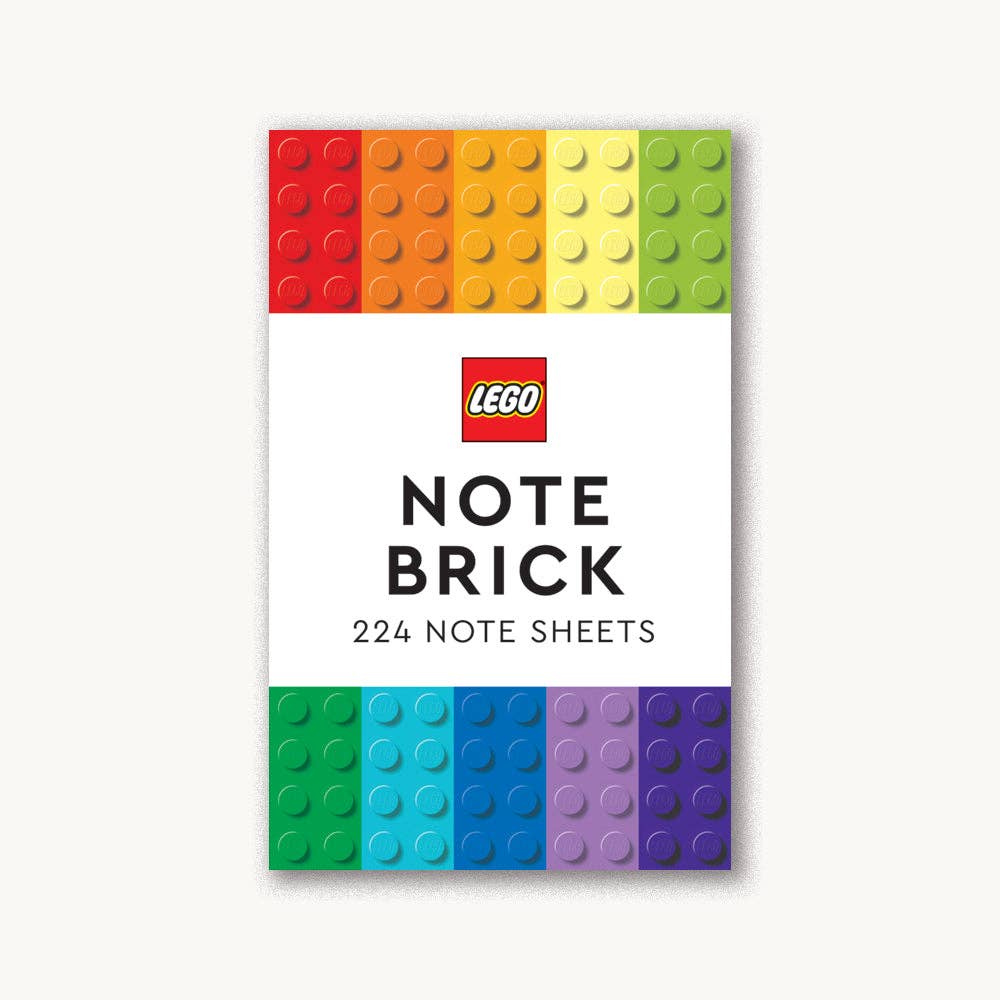 LEGO Note Brick box front with rainbow brick stripes and text reading 224 note sheets