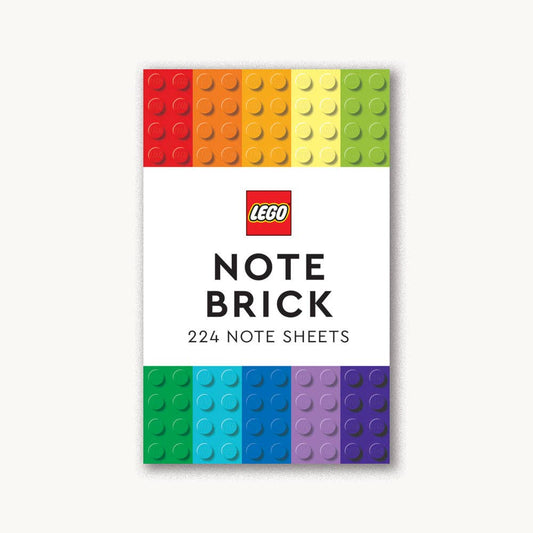 LEGO Note Brick box front with rainbow brick stripes and text reading 224 note sheets