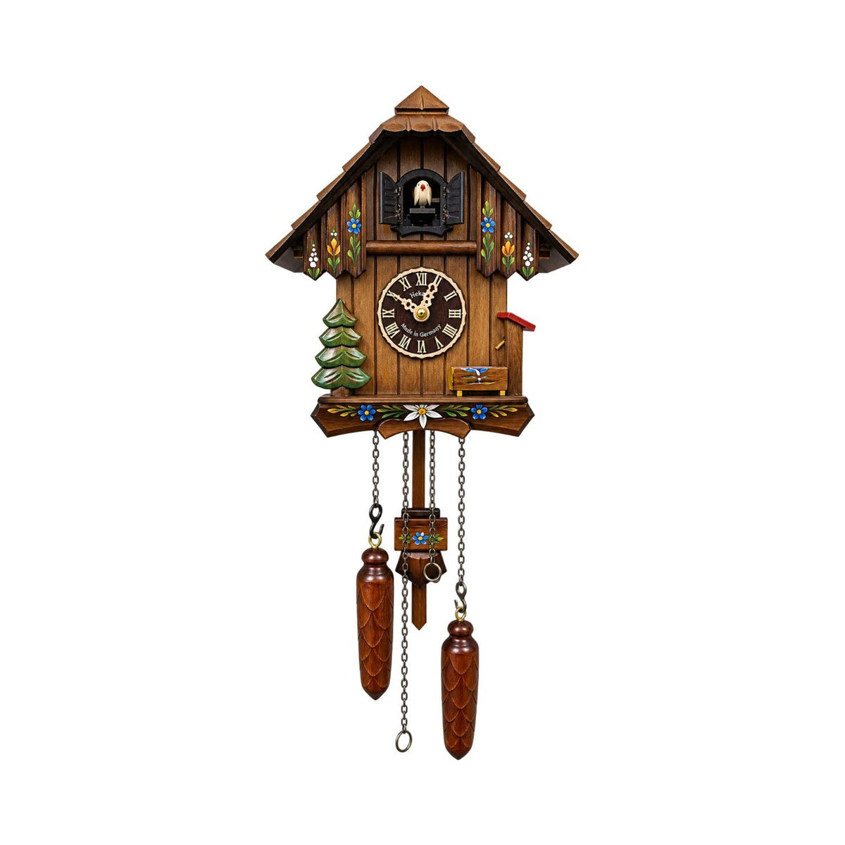 Carved chalet musical cuckoo clock