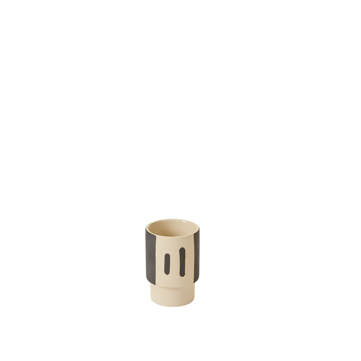 Trabar cream and charcoal ceramic pot, small