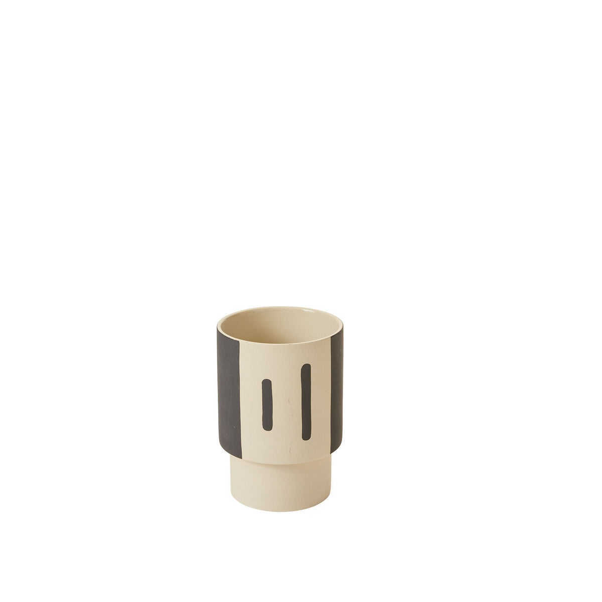 Trabar cream and charcoal ceramic pot, large