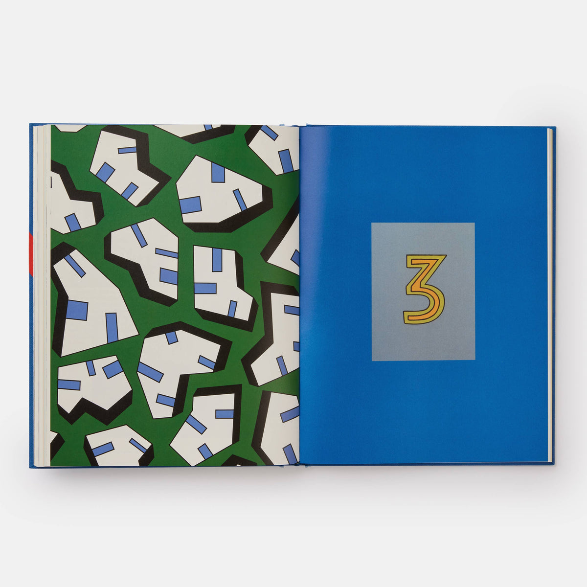Open HAY book with a green and white patterned page facing a blue chapter 3 divider