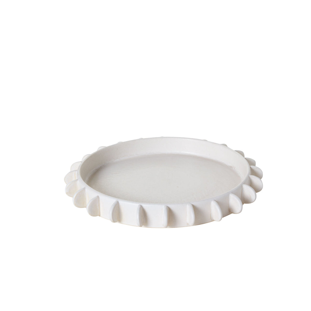 Reverie off-white ceramic tray, small 14.25 inch