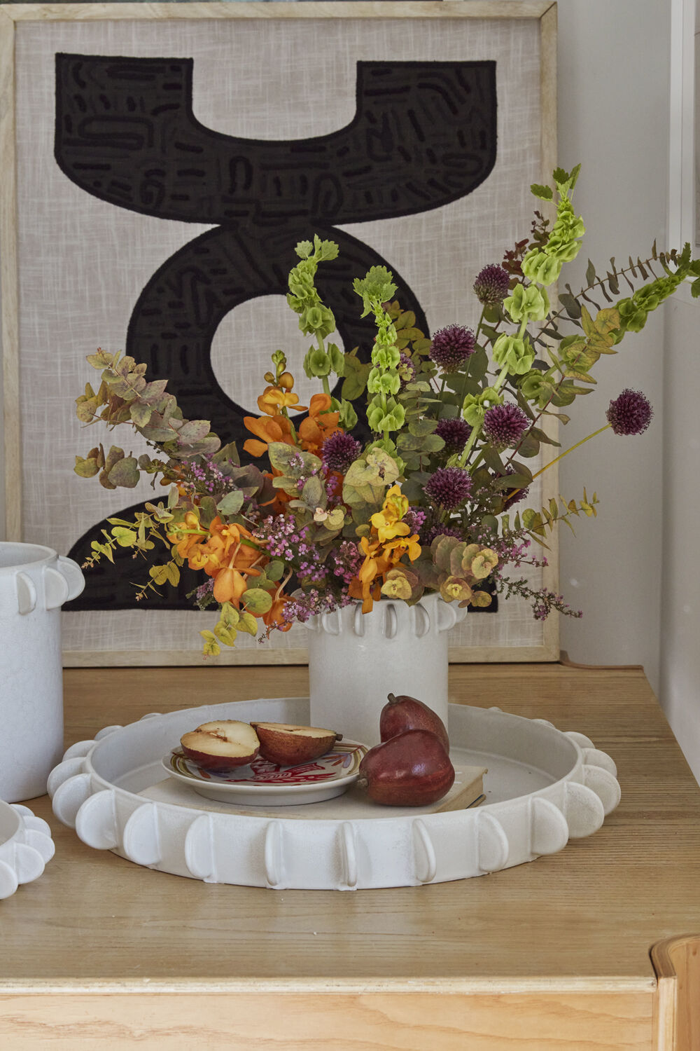 Reverie large ceramic tray styled
