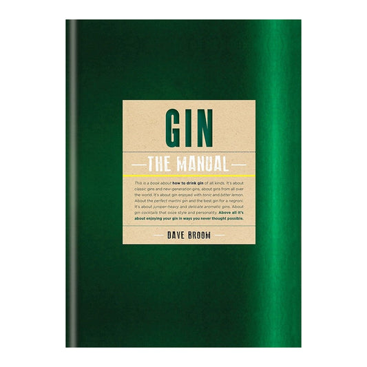 Gin: The Manual by Dave Broom, metallic green cover with a kraft paper title label