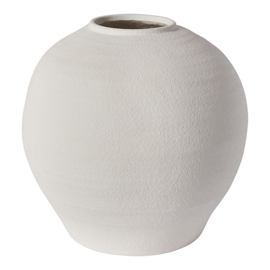 Konos round white cement vase, medium