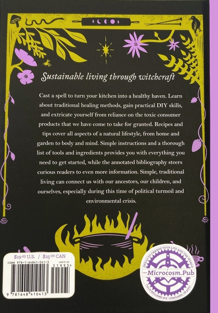 Kitchen Witch back cover with the blurb Sustainable living through witchcraft and barcode