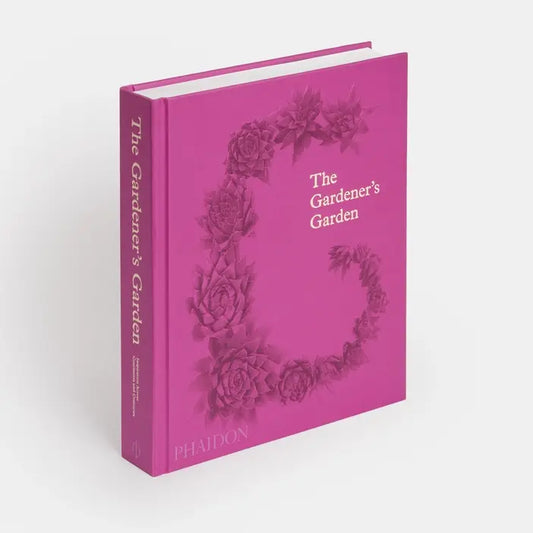 The Gardener's Garden hardcover from Phaidon, magenta cover with embossed succulents forming a letter G