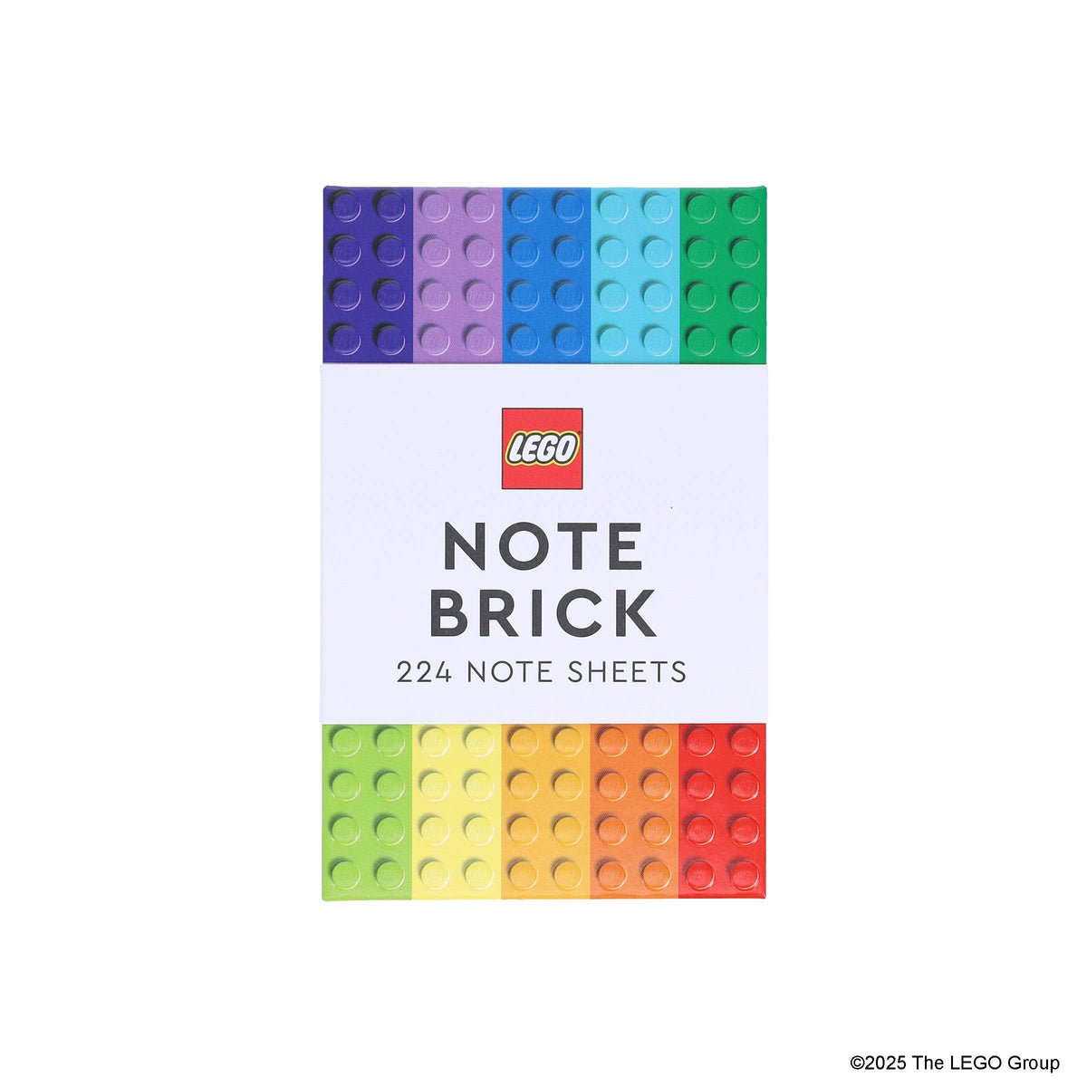 LEGO Note Brick box front with purple-to-green stripes on top and green-to-red stripes below