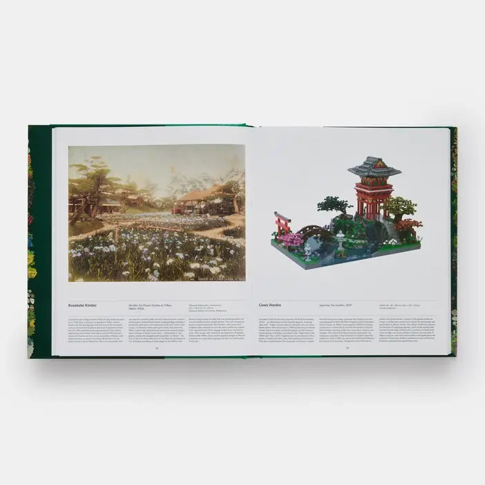 Open Garden spread with a Japanese iris garden photo and a model of a pagoda garden