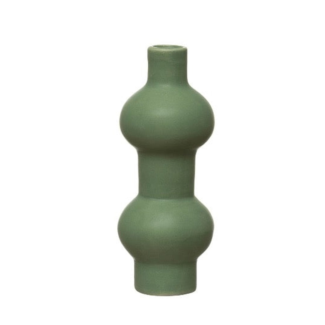Fern Budvase in the Double Bubble shape, sage green stoneware