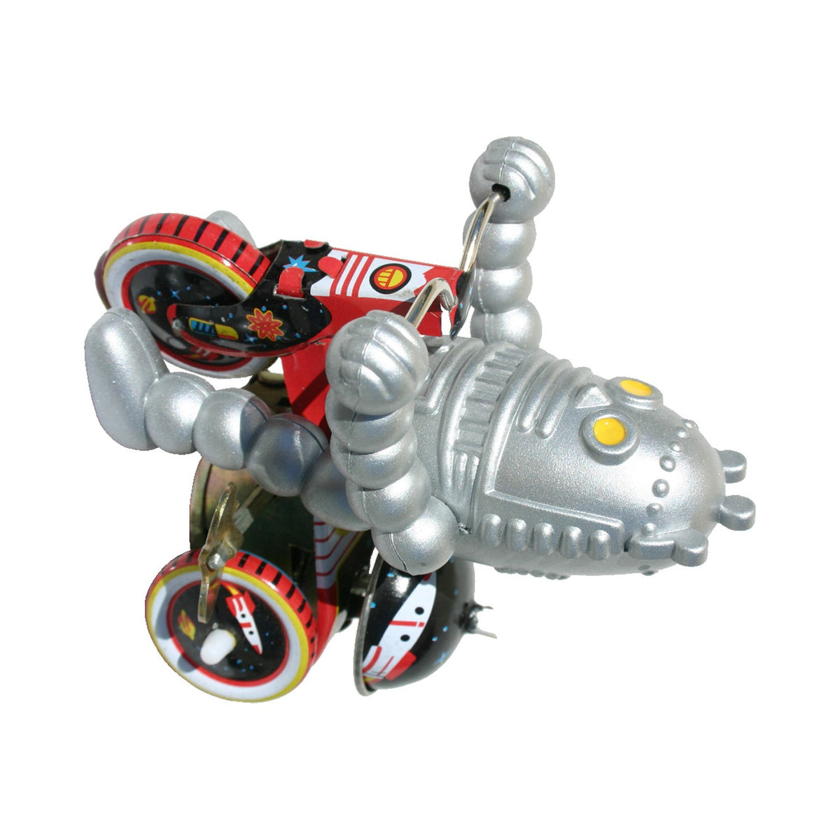 Wind-up tin robot riding a tricycle