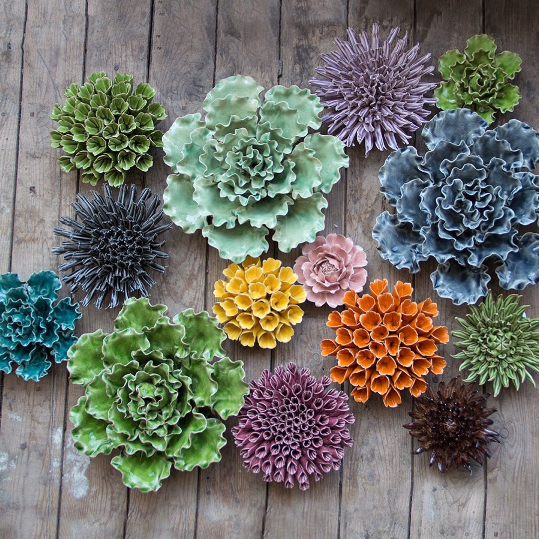 Collection of ceramic succulents and flowers in an assortment of colors