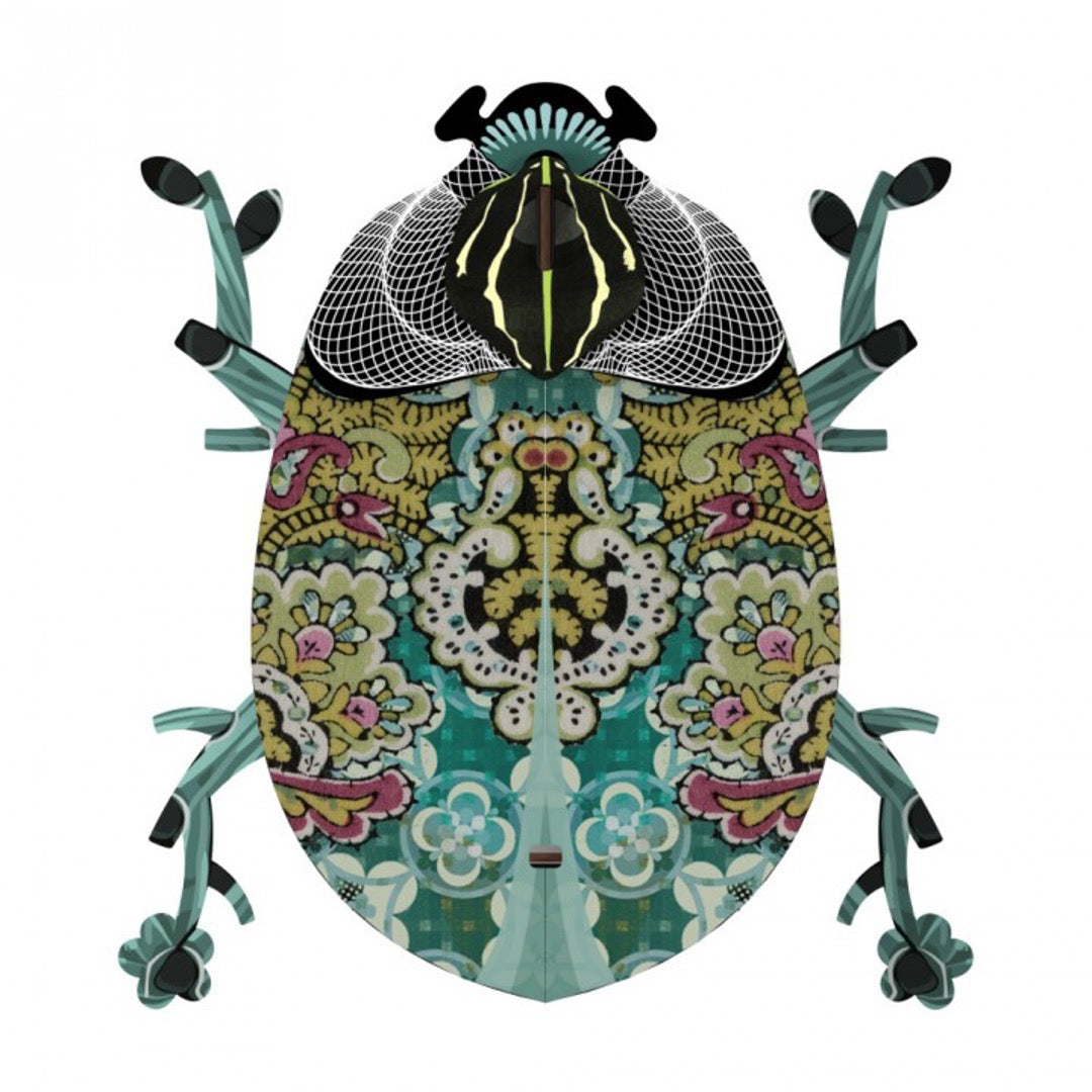 Charlie beetle mirror wall cabinet, mint green, purple and black patterns
