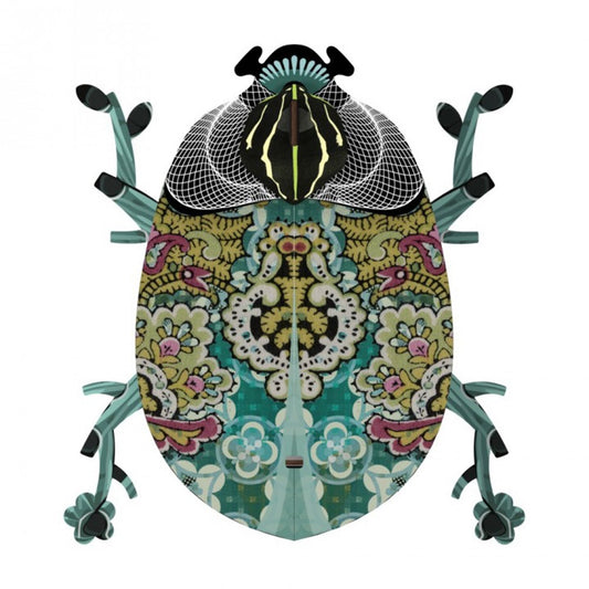 Charlie beetle mirror wall cabinet, mint green, purple and black patterns