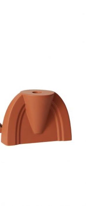 Smaller DEV candle holder in terracotta orange with a single taper hole at the top of the cone