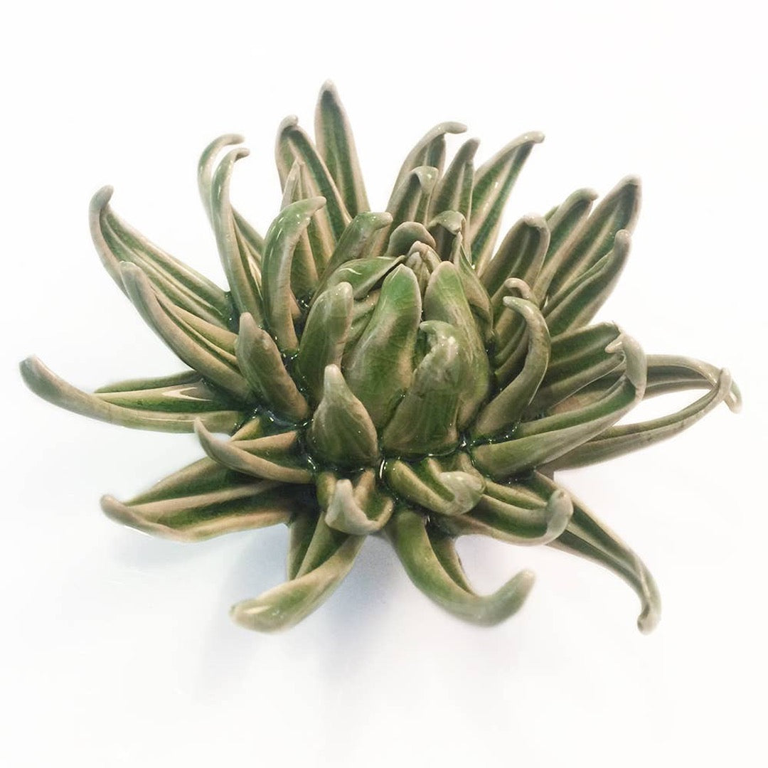 Ceramic flower green