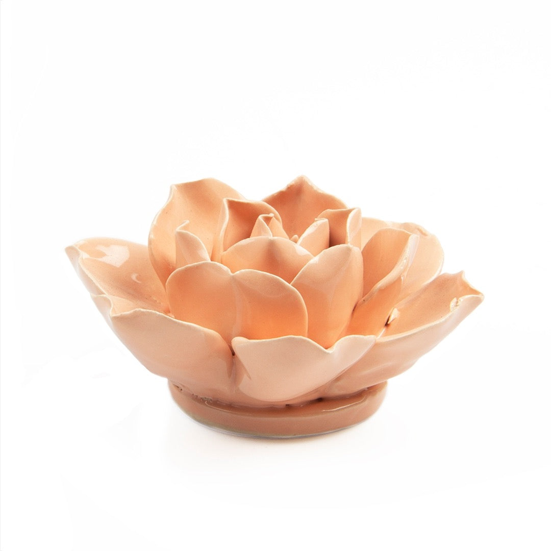 ceramic pink rose, side view