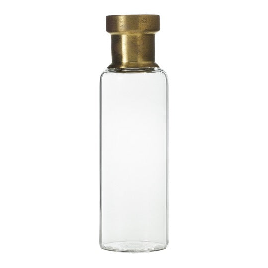 Propagation vase, glass base with brass neck