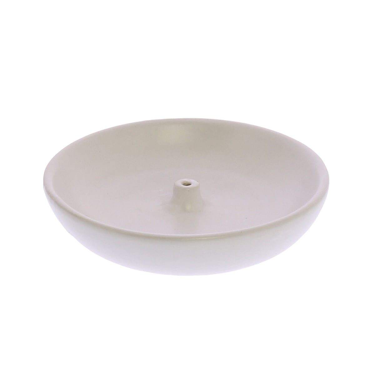round matte white incense holder