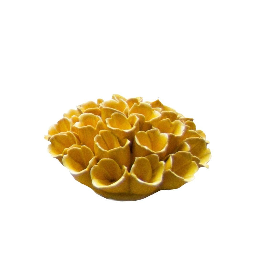 Ceramic sea polyp yellow, side view