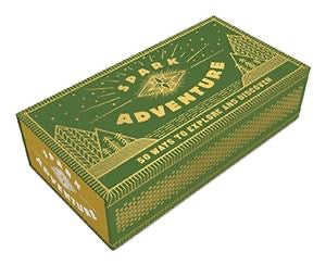 Spark Adevnture, 50 Ways To Explore and Discover, green box with gold mystical designs. 
